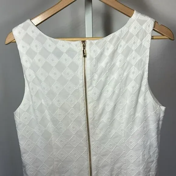 SOUTHERN TIDE Women's Paislee White Diamond Jacquard Shift Dress White Size 10 - Picture 8 of 11